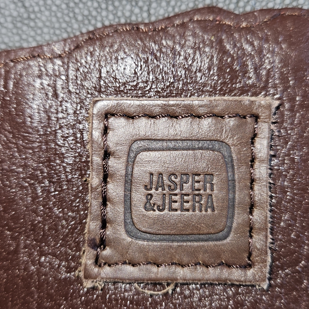 Jasper&Jeera for Anthropologie, Brown Leather Belt With Clear Beaded Design - Picture 4 of 4